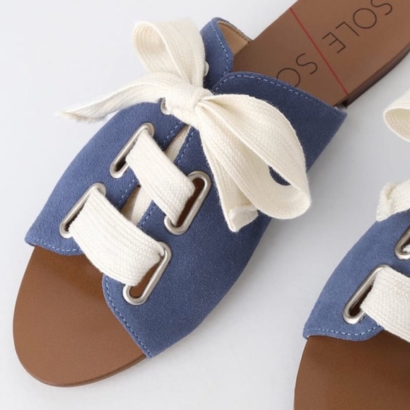 Sole Society Marinn Blue Jean  Slide Sandals - Picture 2 of 4